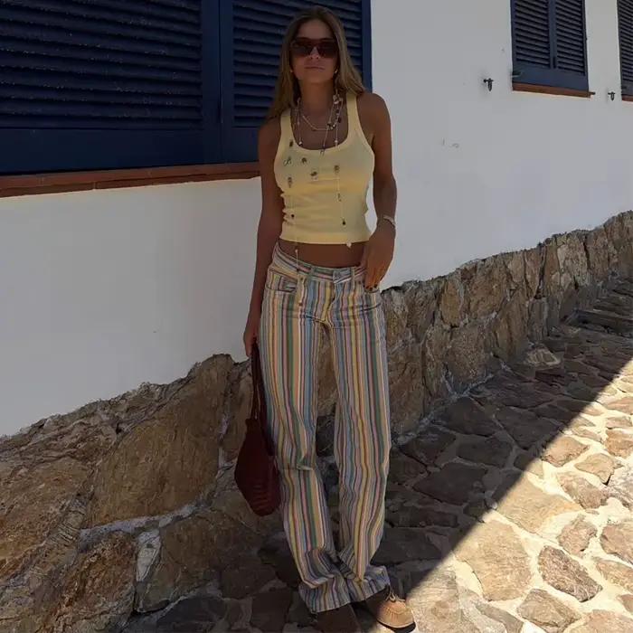 Jean baggy rayé MUJER pour femme