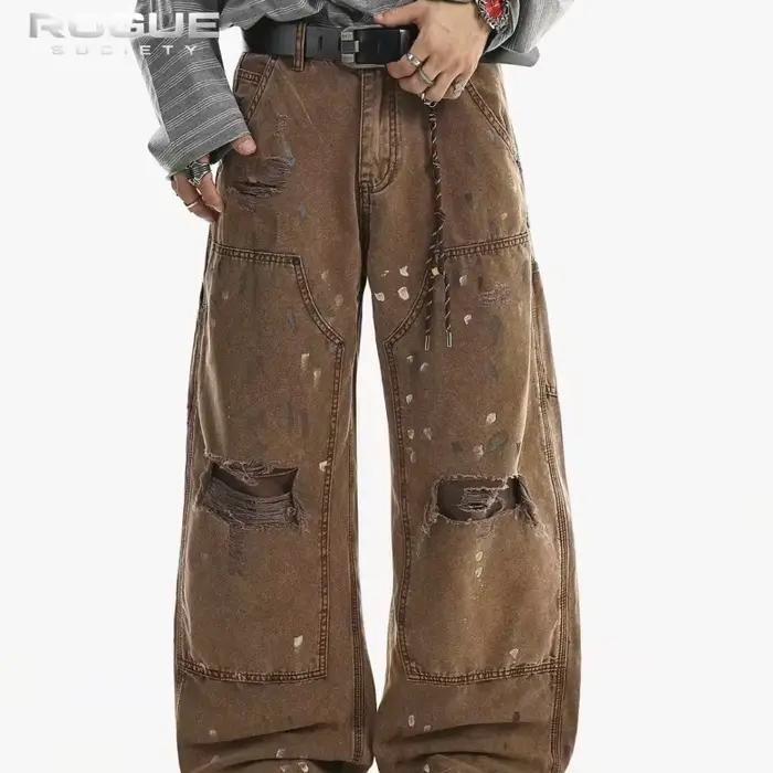 Jeans Y2K High Street à effet éclaboussures de peinture