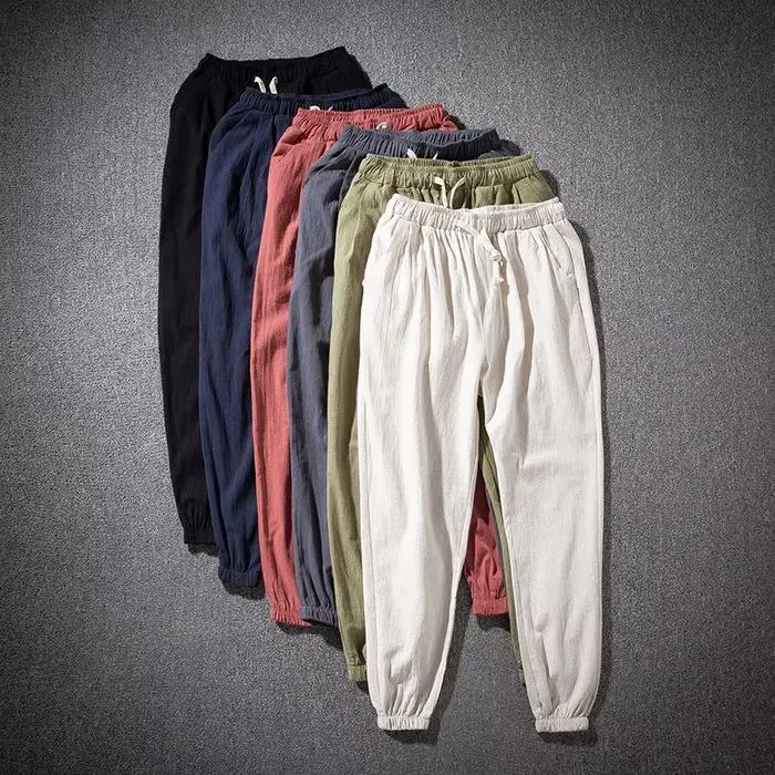 Pantalon décontracté homme taille élastique coton lin printemps été quotidien sport moderne