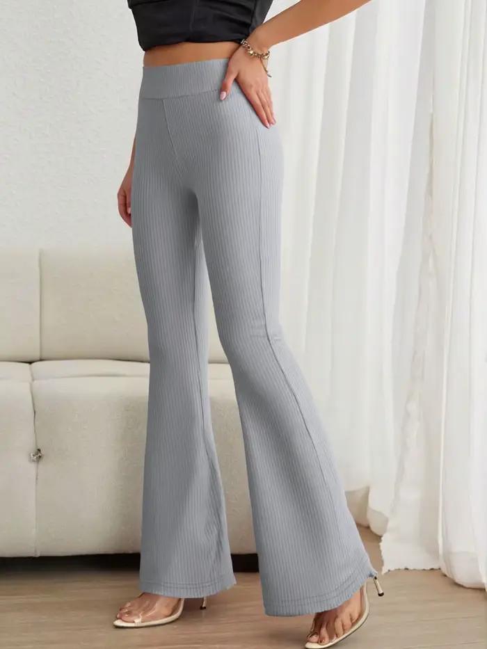 Pantalon évasé amincissant toute l'année polyester élasthanne haute élasticité tricoté pour femmes occassions décontractées