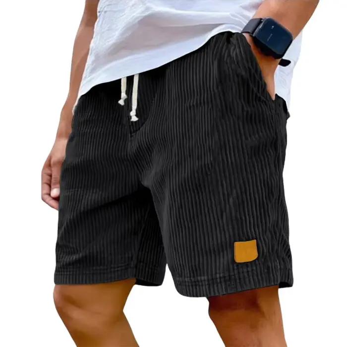 Shorts cargo vintage en velours côtelé pour homme, style sport, décontracté, couleur unie, respirant, pour les chaudes journées d'été