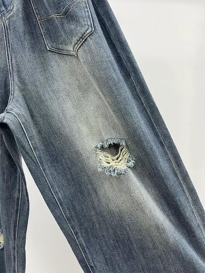 Pantalon large en jean déchiré d'été