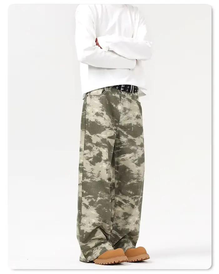 2025 gothique punk rétro streetwear lâche Y2K jean homme hip-hop taille haute pantalon à jambes larges camouflage