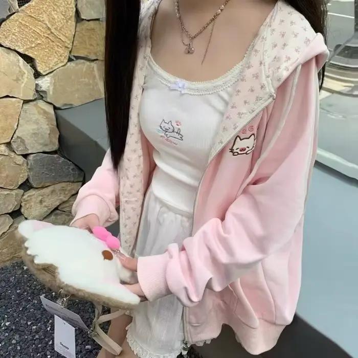 Manteau à capuche Harajuku coréen Kawaii pour femmes