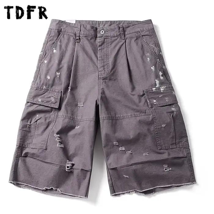 Short cargo déchiré à poche pour homme