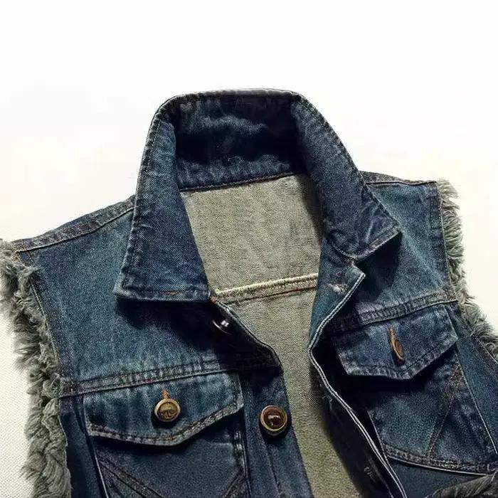 Gilet en jean pour homme style coréen sans manches coupe ajustée veste en jean grande taille décontractée pour printemps été automne vêtements de travail 6XL occassionnels quotidiennes