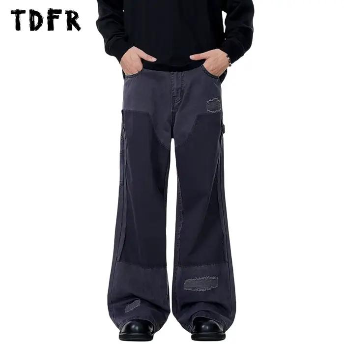 Pantalon cargo patchwork déchiré pour homme