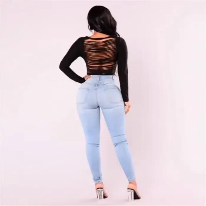 Jean Sexy femmes Denim pantalon maigre taille haute Stretch dame