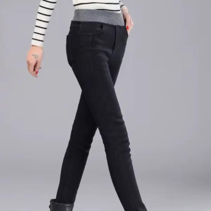 Jean extensible pour femmes élastique taille haute hiver pantalon Denim décontracté