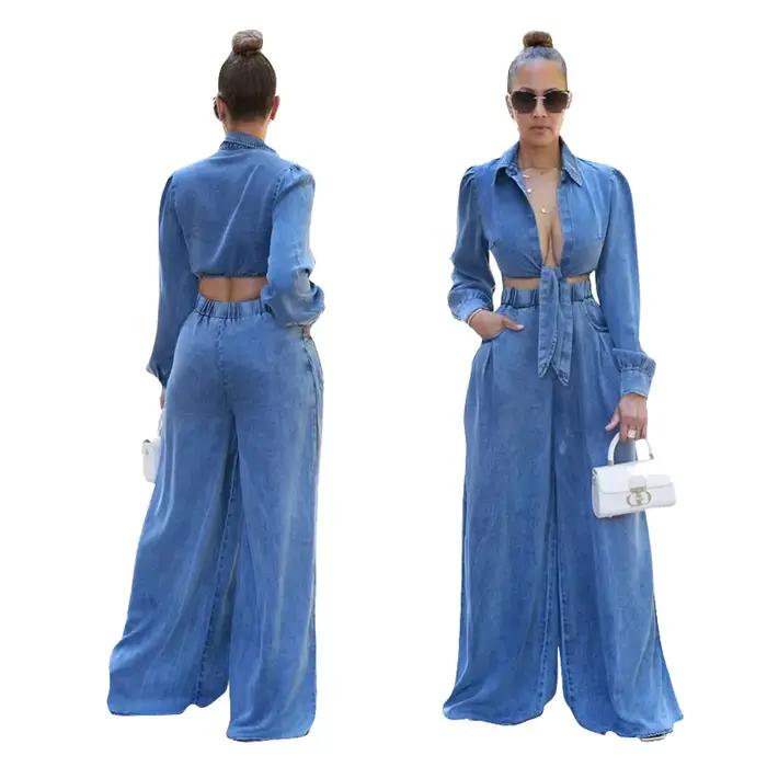 Ensemble de jeans décontractés à jambes larges