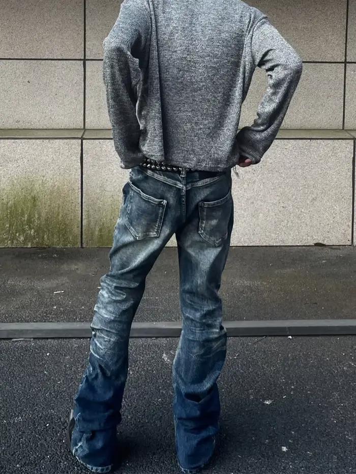 Jean plissé coupe droite slim pour homme