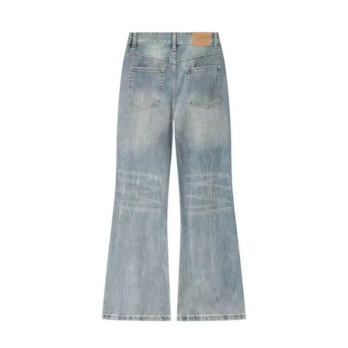 IEFB Vintage Nouveau Jean en Denim Homme Effet Vieilli Coupe Cleanfit Motif Bambou Bleu Clair Délavé Légèrement Évasé Style Vibe 9X3350