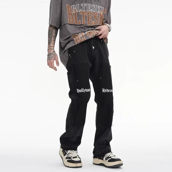 DistMurcia-Jean Denim Évasé Vert Graffiti pour Homme