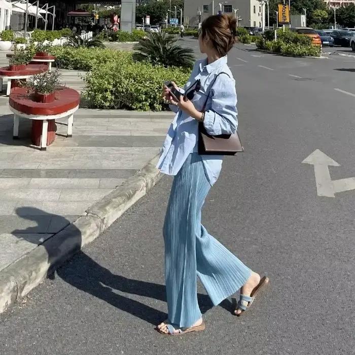 Pantalon décontracté d'été taille haute pour femme
