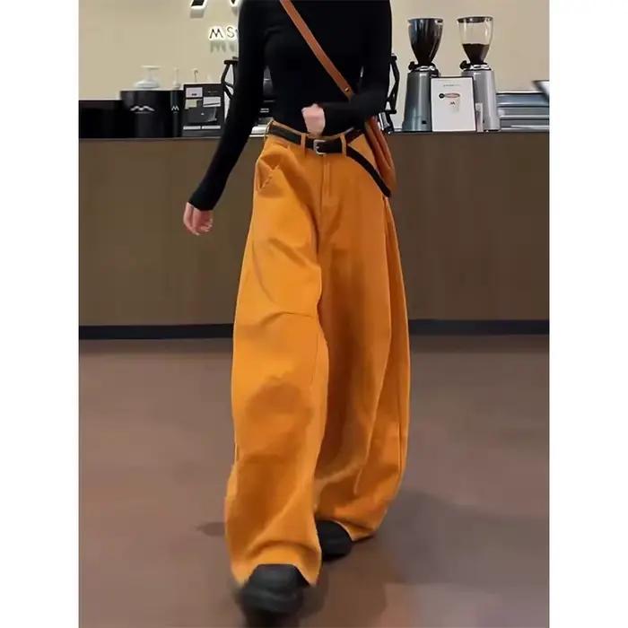 Jean Orange taille haute pour femme