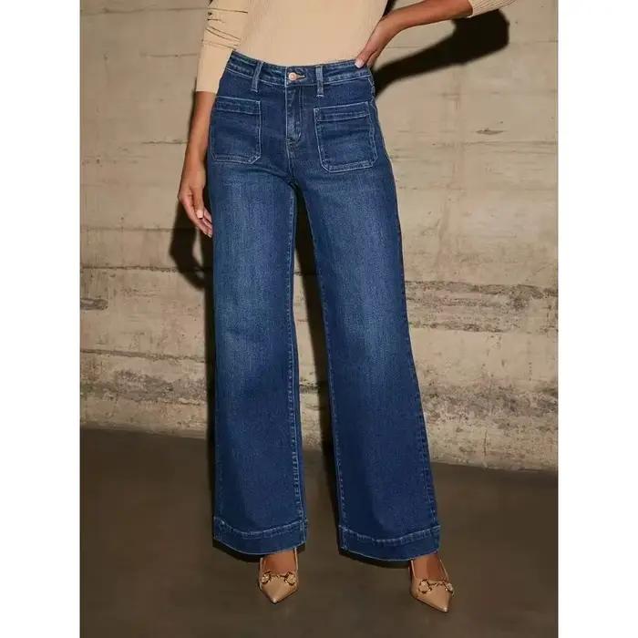 Jean droit ample à jambes larges pour femmes, nouvelle collection 2025