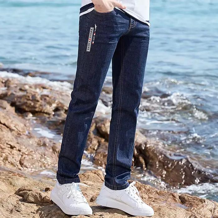 Jean Bruce &amp; Shark homme en coton extensible, bleu foncé ou ciel, style décontracté et élégant pour tous les jours et occasions spéciales