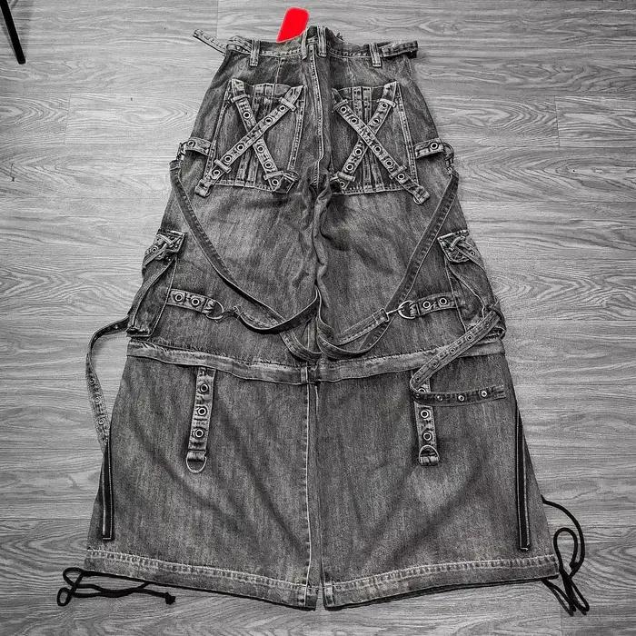 Y2K pantalon pantalon Streetwear lavé en détresse noir gris jambe large jean hommes femmes Goth Punk Multi poche surdimensionné Baggy jean