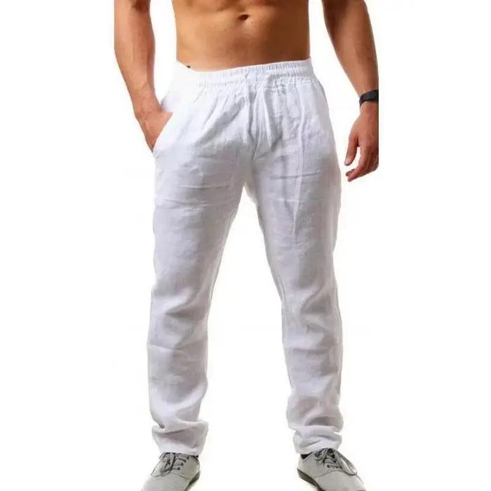Pantalon décontracté homme taille élastique coton lin printemps été quotidien sport moderne