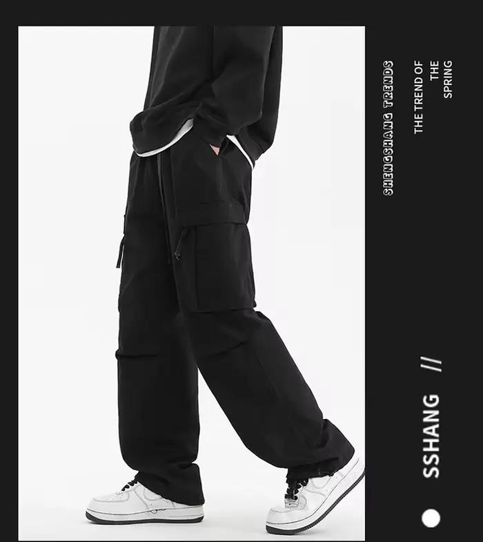 Pantalons de travail pour hommes 2025 printemps automne nouvelle marque à la mode lâche coton jambe droite pantalon mâle américain décontracté sport droit