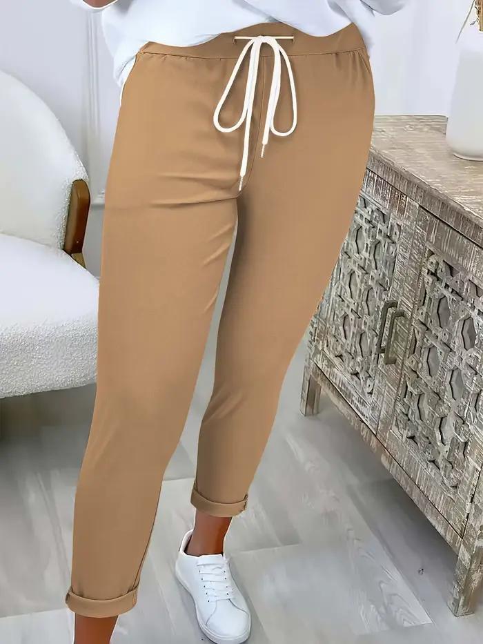 Pantalon conique de couleur unie pour femmes