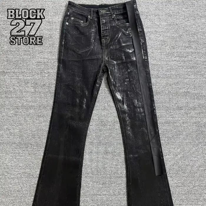 Jeans Harajuku Hommes American Retro Coupe Ajustée Style Foncé Denim Enduit De Cire Occasions Spéciales Et Journées Décontractées