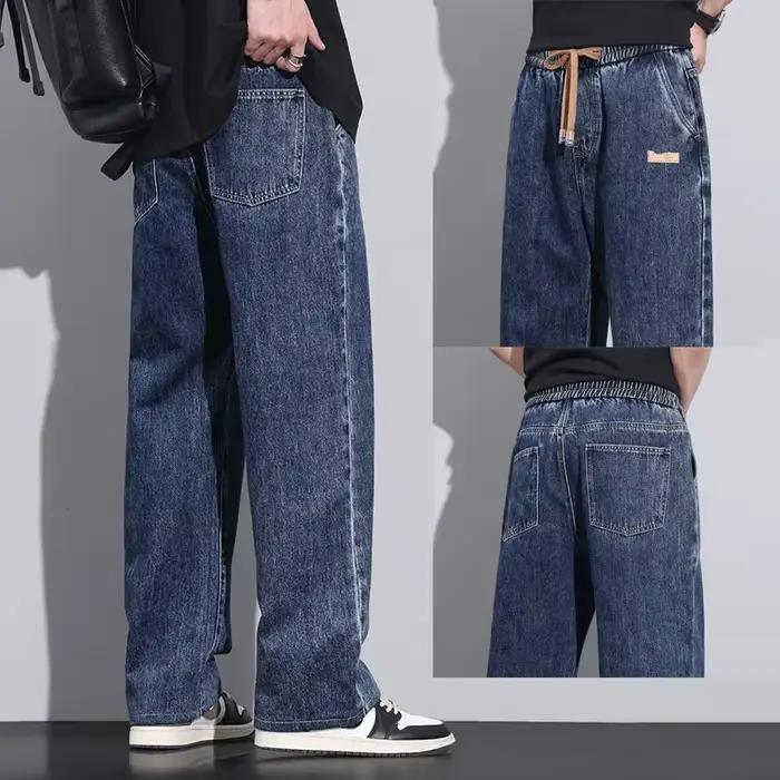 Jean bleu foncé à taille élastique pour homme