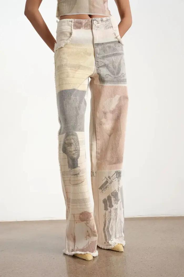 Jean ample blanc cassé pour femme