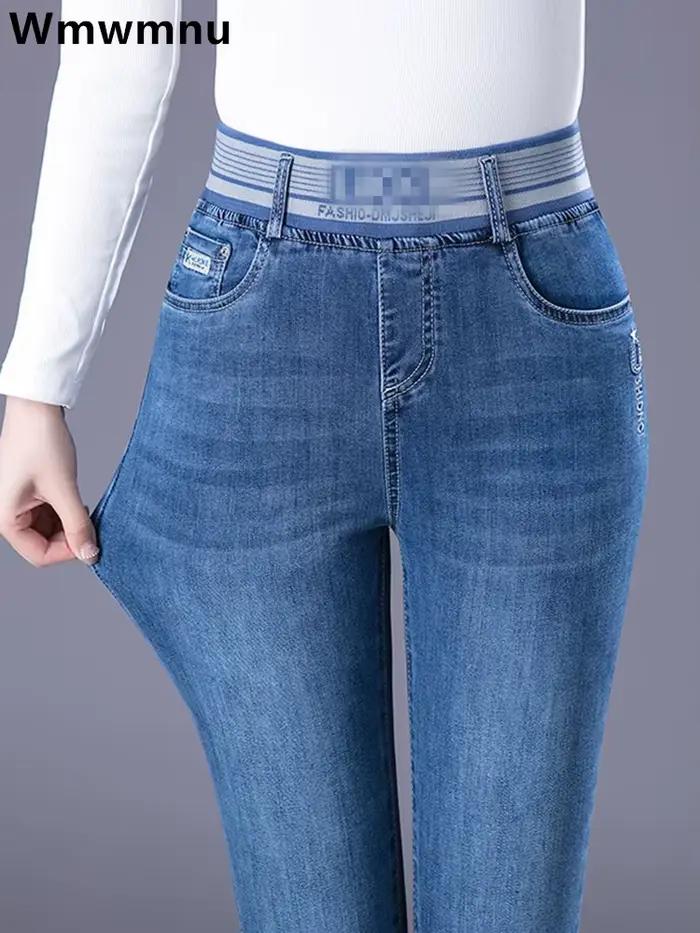 Taille haute pantalon en Denim maigre maman crayon jean femmes décontracté Streetwear grande