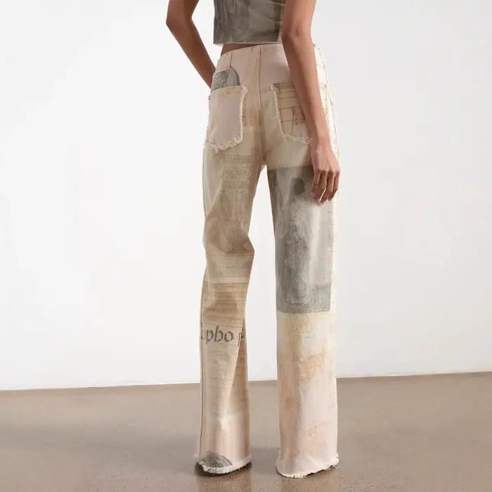 Jean ample blanc cassé pour femme