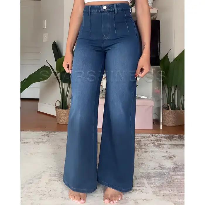 Jean en Denim taille haute à jambes larges