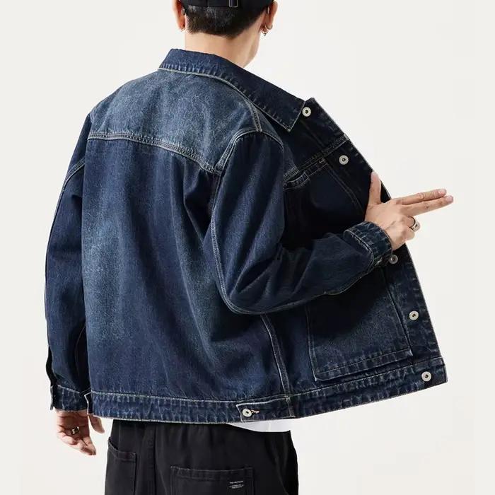Grande taille veste en jean hommes Vintage mode Streetwear ample décontracté surdimensionné Denim Cargo
