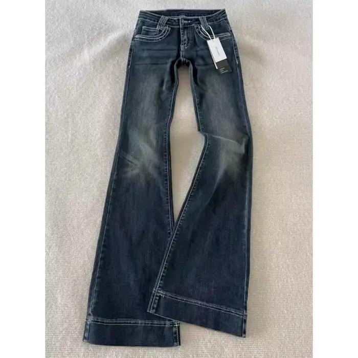 Jeans en denim taille basse pour femme