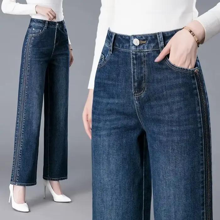 Coréen dames loisirs jean pantalon automne hiver féminin grande taille 6XL Denim