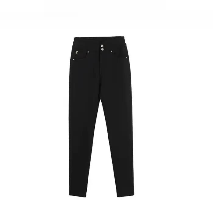 OLrain Jean Skinny Doublé Polaire pour Femme Hiver 2026 Nouveau Pantalon Chaud Confortable Taille Haute Décontracté pour le Bureau O22DK63806