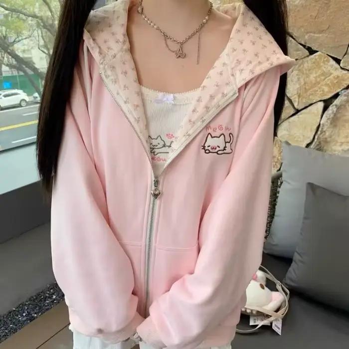 Manteau à capuche Harajuku coréen Kawaii pour femmes
