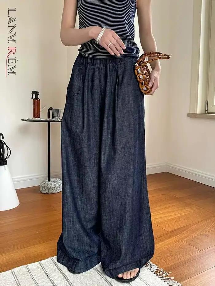 Jean vintage taille haute élastique pour femme
