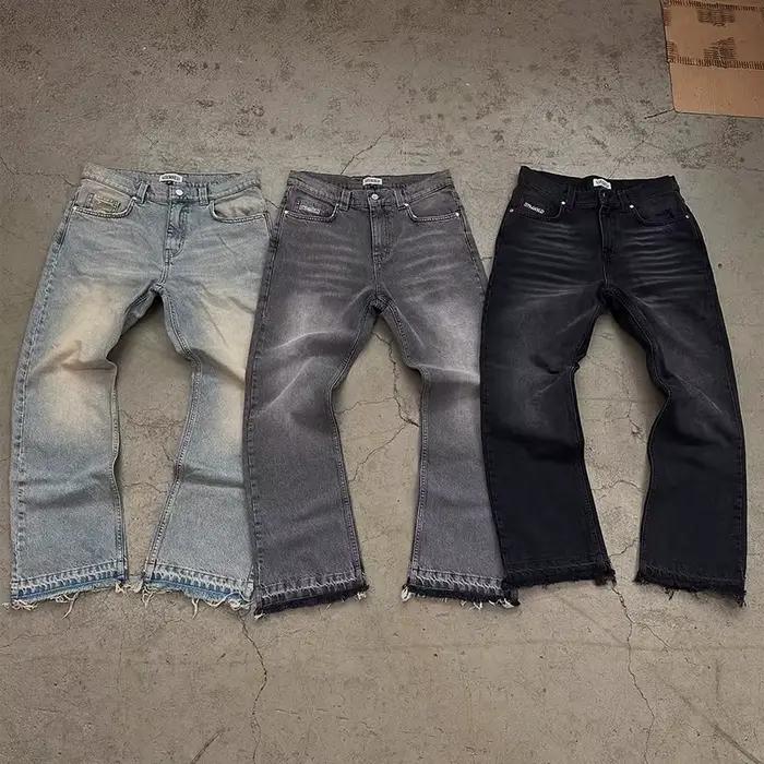 Jean unisexe coupe droite délavé style décontracté streetwear