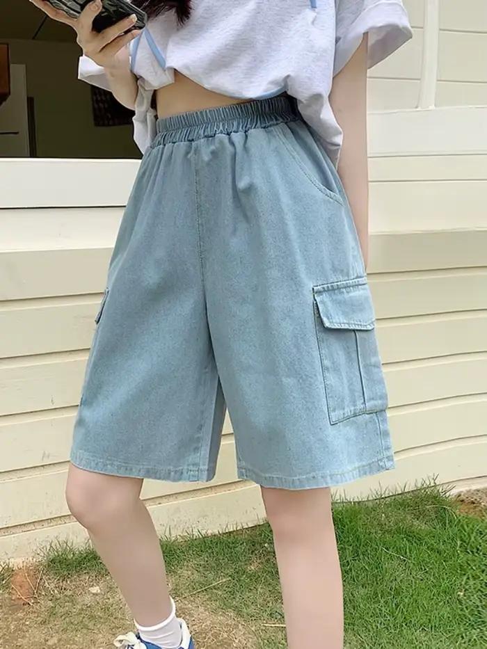 Short en jean Zjaiss pour femme, coupe droite, ample, style 'Dad', polyvalent, pour printemps été, occassions spéciales