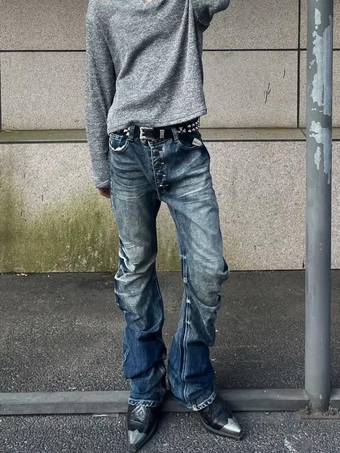 Jean plissé coupe droite slim pour homme
