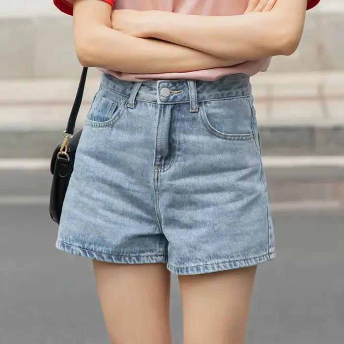 Shorts en jean Lucyever-Shorts pour femmes, jambes larges, taille haute, décontractés, printemps été, bouton classique, pour les vacances et les occasions quotidiennes