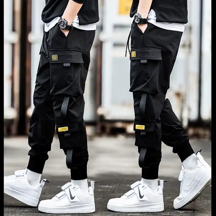Pantalon cargo homme décontracté style hip-hop couleurs tendance plusieurs poches streetwear rubans techwear pantalon de survêtement pour garçons四季适用男式休闲裤Cargo风格