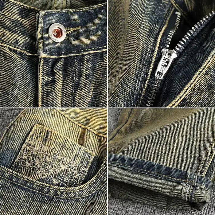 Jeans décontractés rétro à jambe droite pour hommes