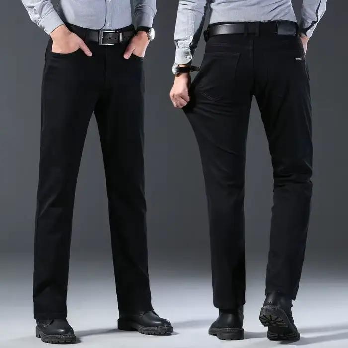 Printemps automne Vintage noir affaires jean hommes décontracté droit Stretch classique travail Denim pantalon coréen