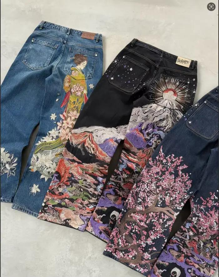 Jeans Harajuku Y2K imprimés