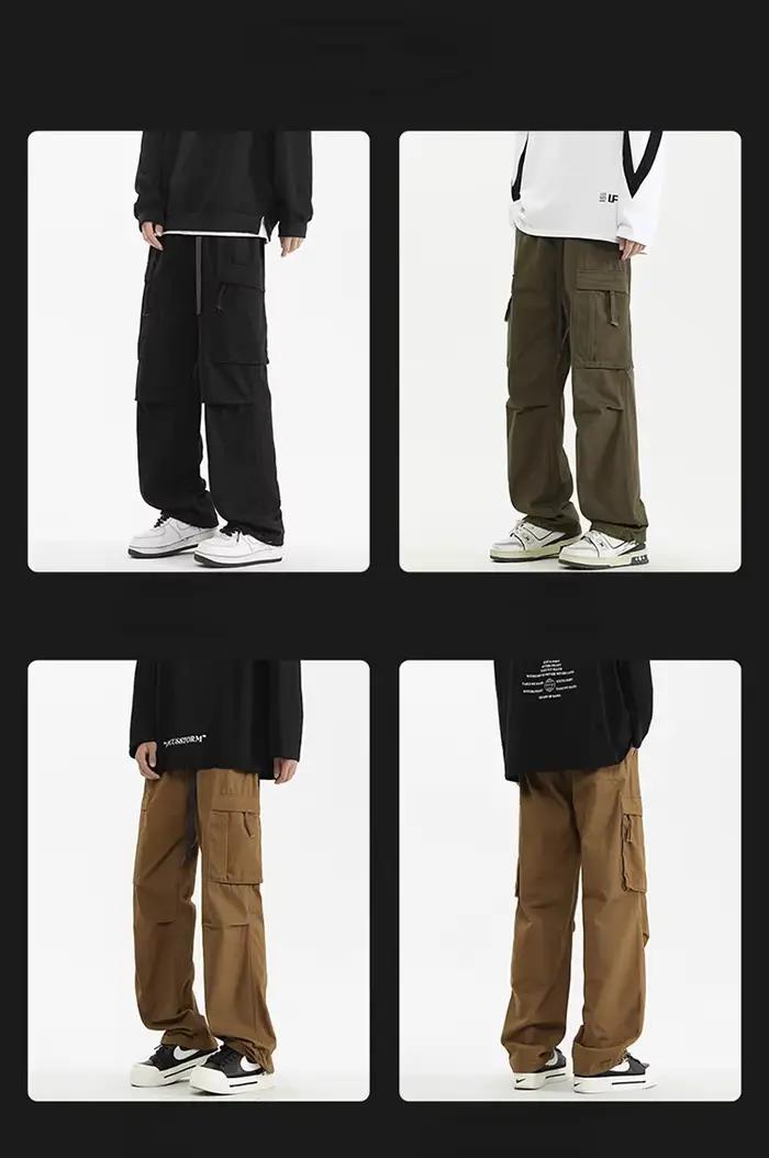 Pantalons de travail pour hommes 2025 printemps automne nouvelle marque à la mode lâche coton jambe droite pantalon mâle américain décontracté sport droit