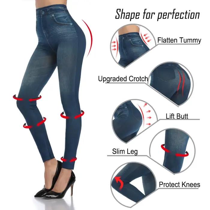 Miss Moly mode mince femmes Leggings Faux Denim jean