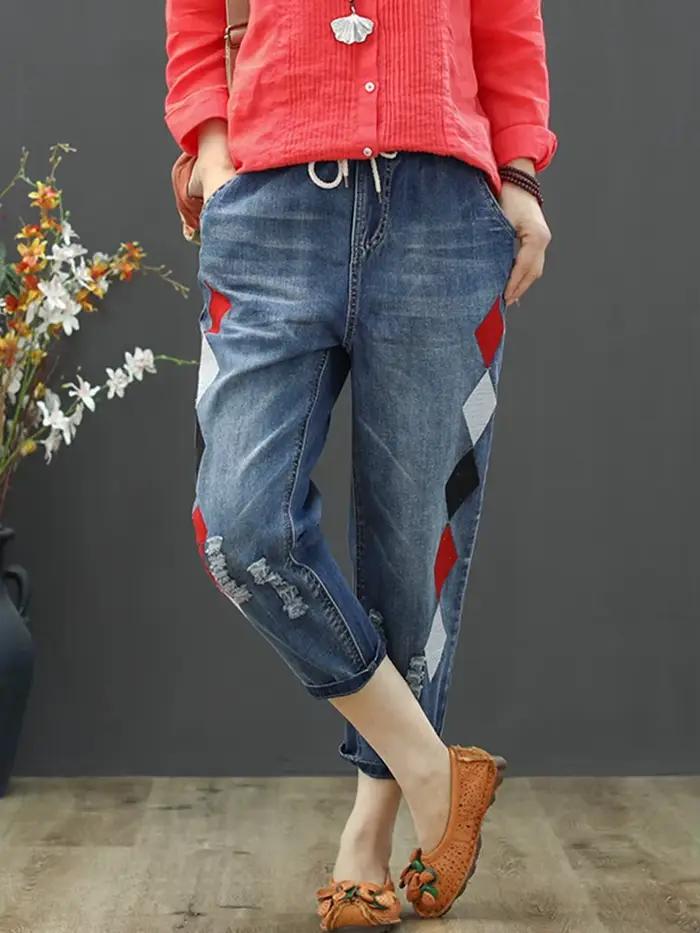 Amax luluE été femmes luxe broderie jean