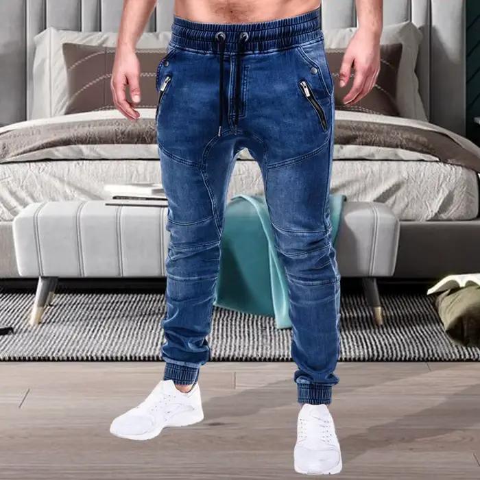 Jean Slim pour hommes, pantalon en Denim à lacets noué à la cheville