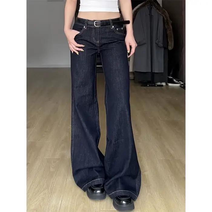 Jean bleu femme hip-hop mode vintage streetwear y2k jambe large pantalon classique baggy denim occassions spéciales